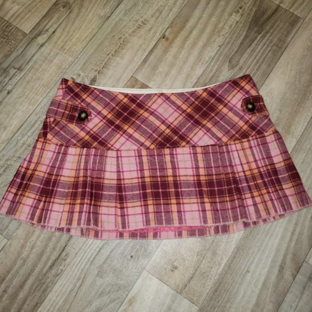 90s Abercrombie & Fitch Pink Pleated Plaid Skirt